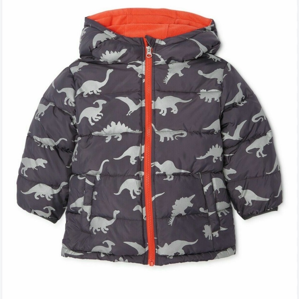 🦕 Where r the DINO LOVERS 🦖 NEW NO TAG WONDER NATION Puffer Jacket Toddler SZ 3T